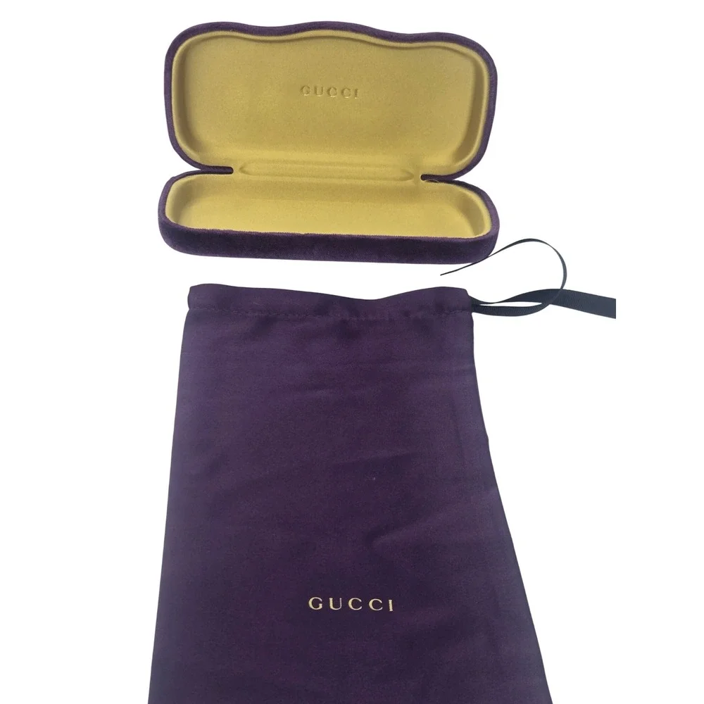 Gucci Purple Velvet Hard Glasses Case and Satin Dust Bag Set
